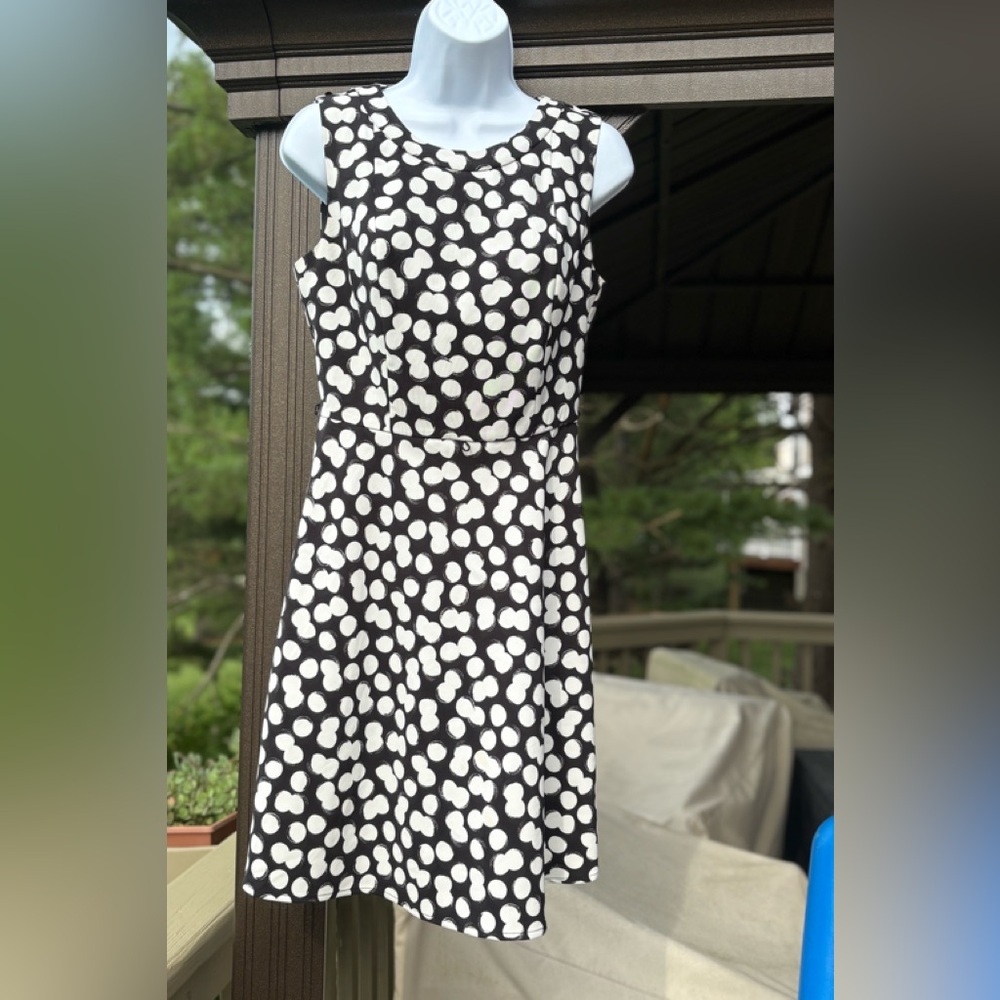 AB STUDIO Black and White Fit and Flare Mini Dress, Size: 4